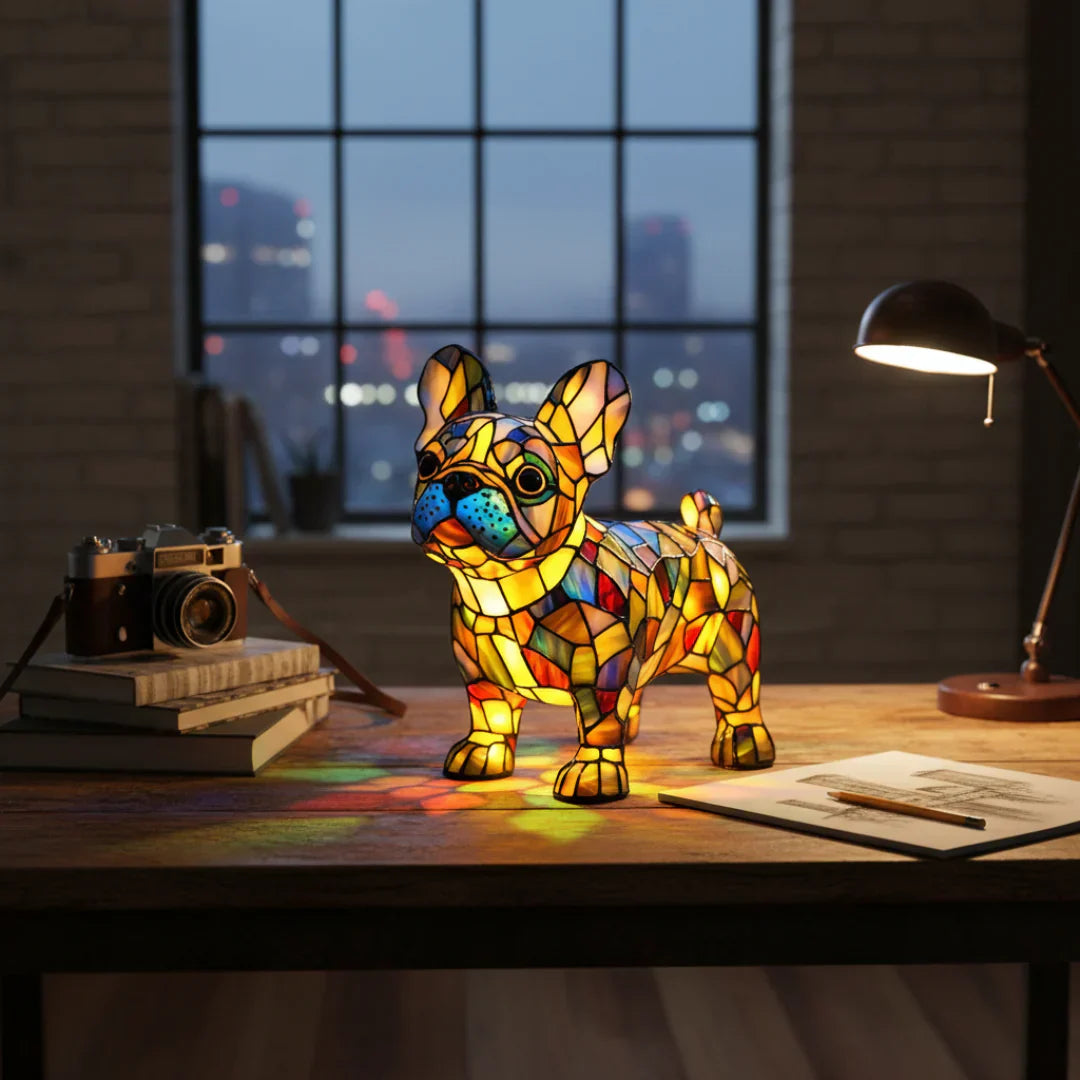 Francouzský Bulldog - Lampa ve Vitrážích