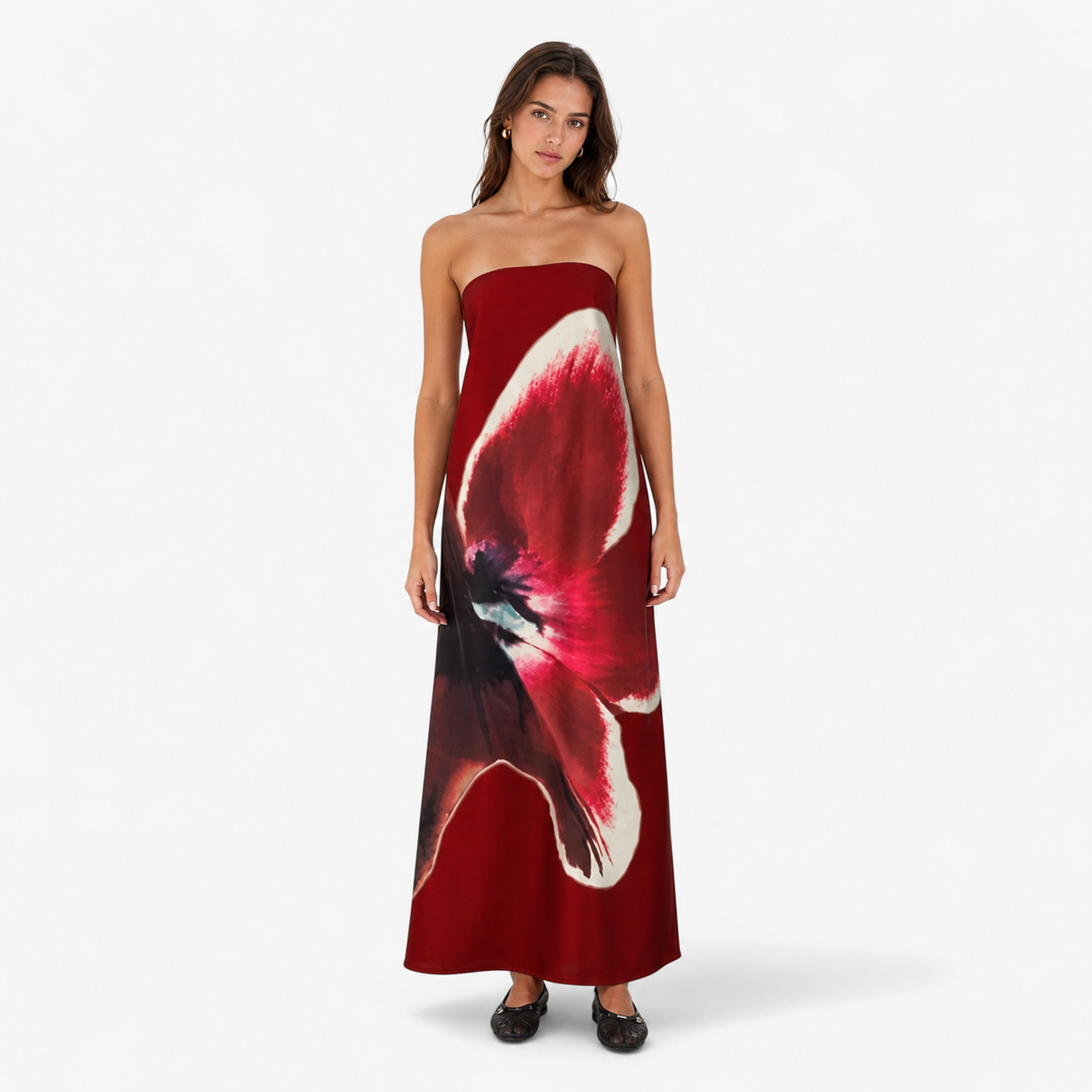 Chic off-shoulder bezramenné maxi šaty
