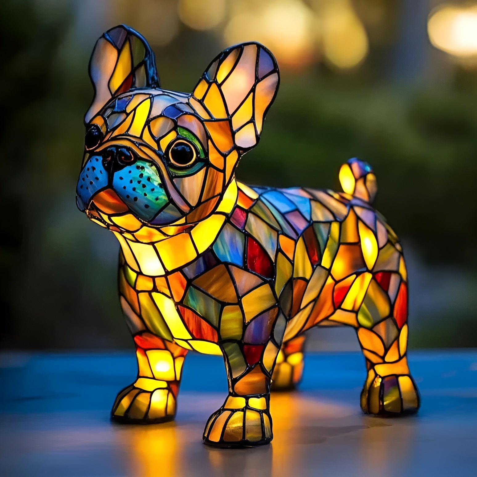 Francouzský Bulldog - Lampa ve Vitrážích