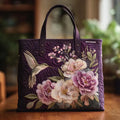 Fialová Měkká taška s kolibříky a orchidejemi