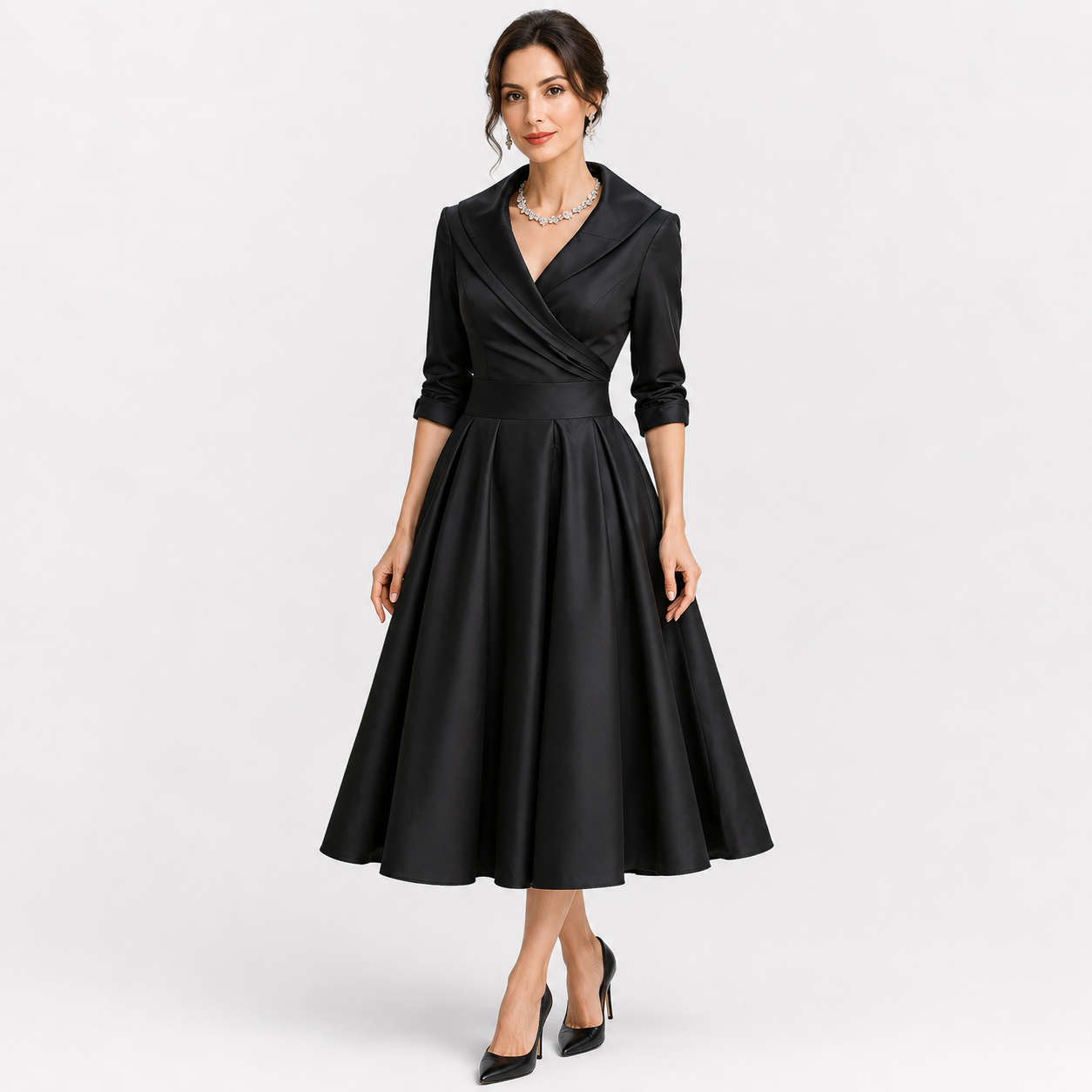 Tereza | Elegantní midi šaty s dlouhým rukávem