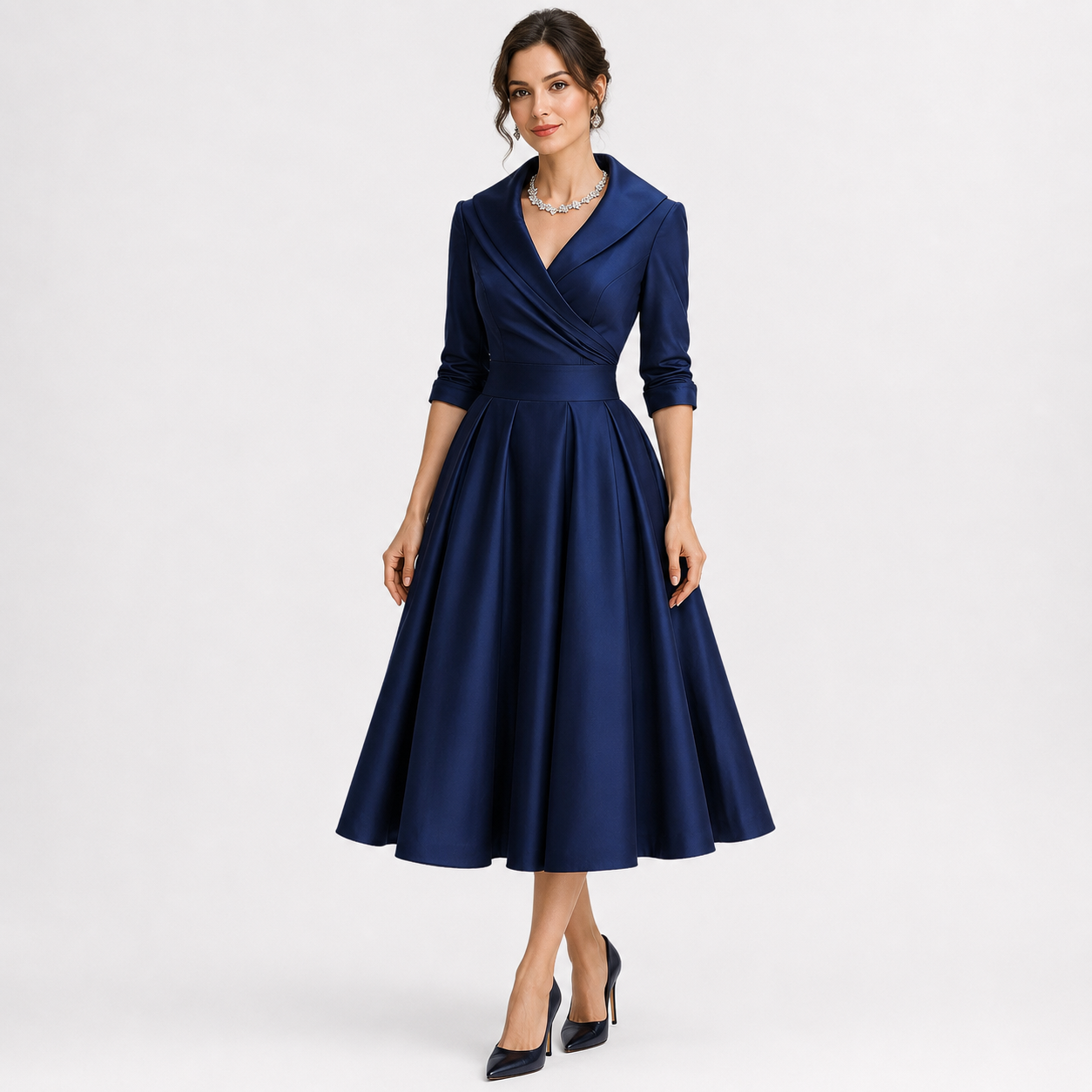 Tereza | Elegantní midi šaty s dlouhým rukávem