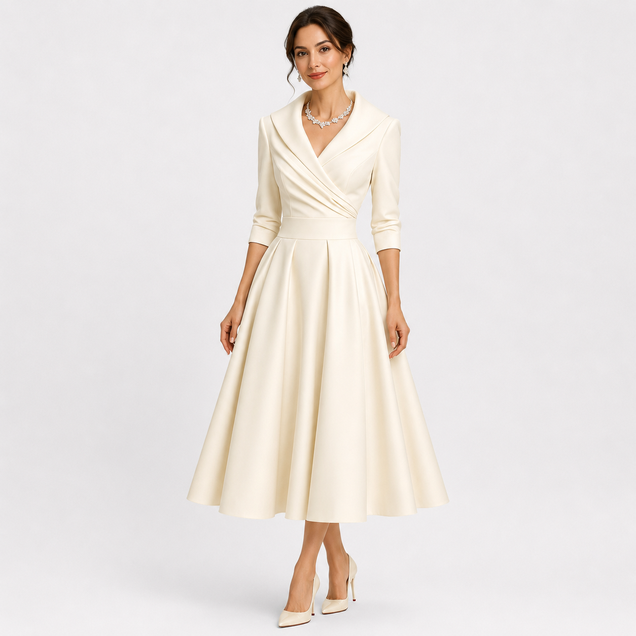 Tereza | Elegantní midi šaty s dlouhým rukávem