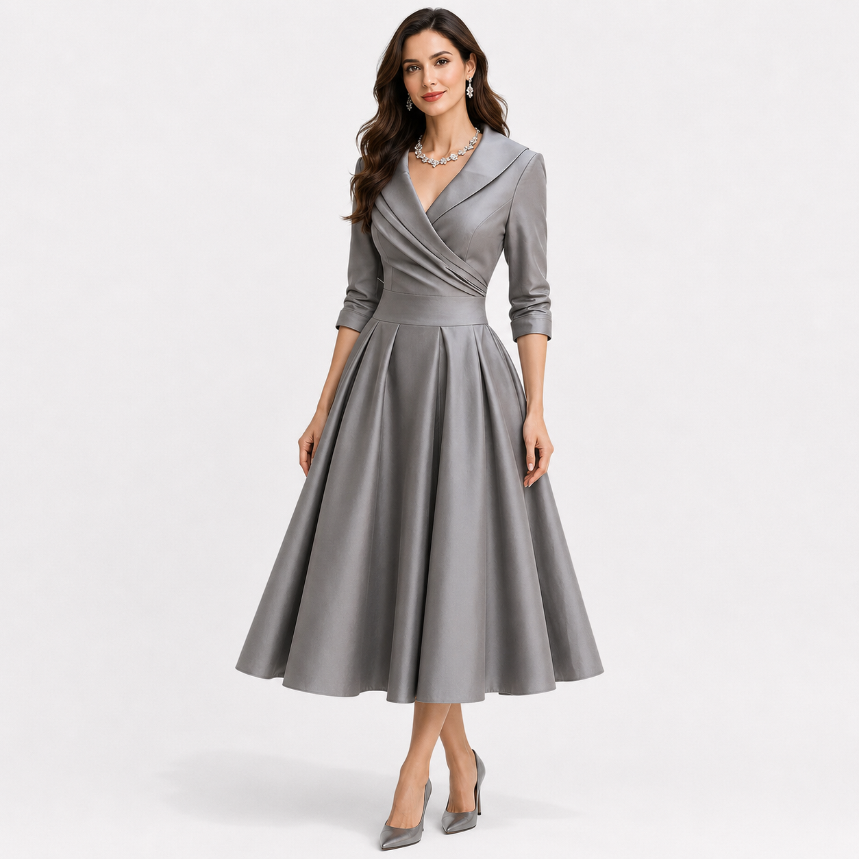 Tereza | Elegantní midi šaty s dlouhým rukávem