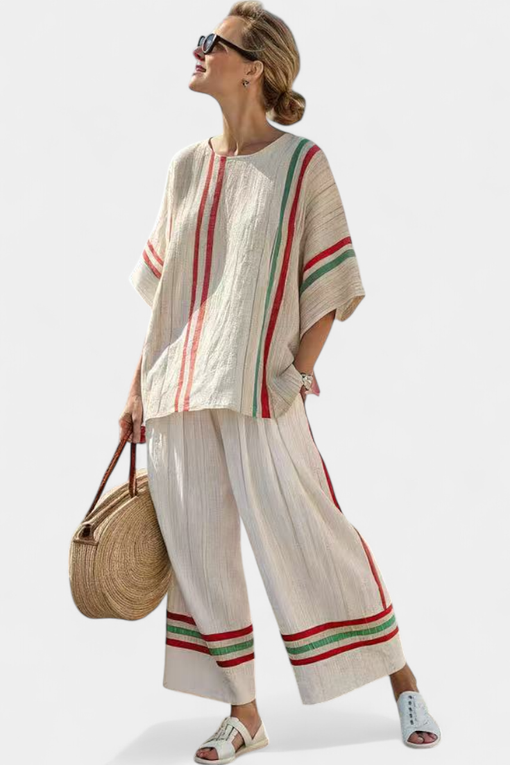 Mia – boho tištěná blůza a pohodlné široké kalhoty