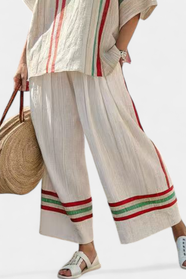 Mia – boho tištěná blůza a pohodlné široké kalhoty