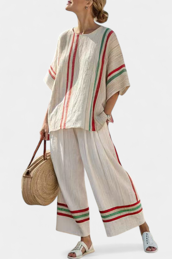 Mia – boho tištěná blůza a pohodlné široké kalhoty