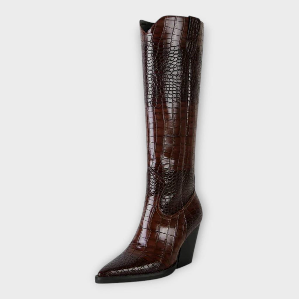 Boty s krokodýlím vzorem a elegantním podpatkem