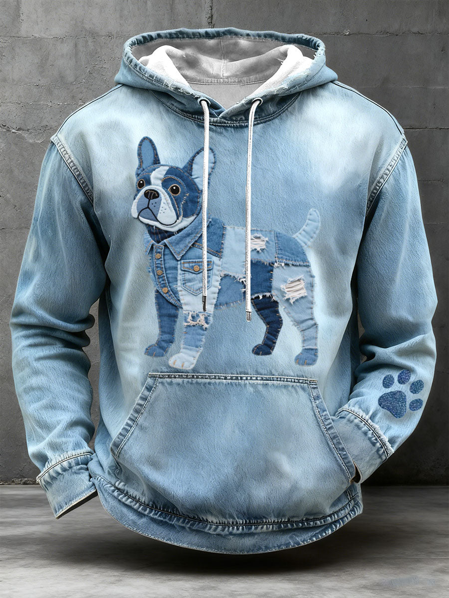 Paco - Mikina s kapucí ve stylu patchwork buldoka
